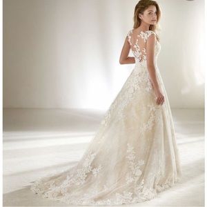 PRONOVIAS Dracme Ivory Elegant Designer Wedding Gown beaded lace